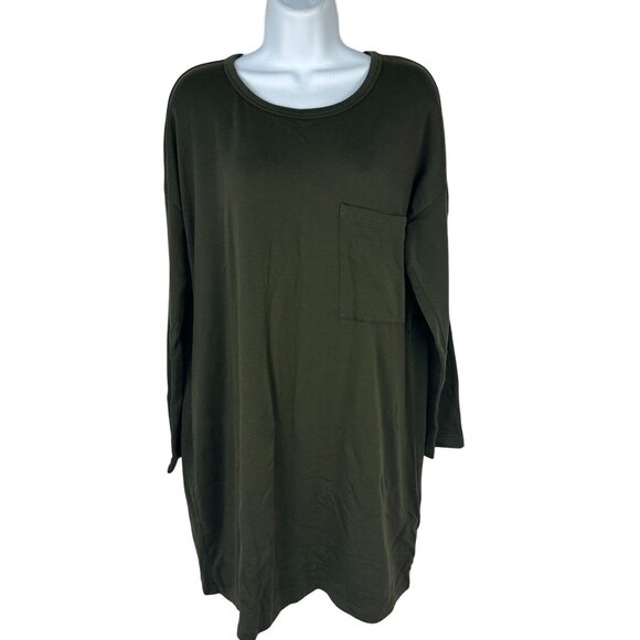 Eileen Fisher Womens Olive Green Long Sleeve Tunic Dress Pocket Detail Size S - Picture 1 of 4